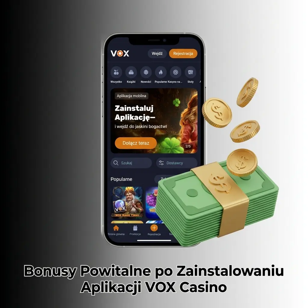 Bonusy powitalne VOX Casino: do 10 000 PLN i 600 darmowych spinów po instalacji aplikacji