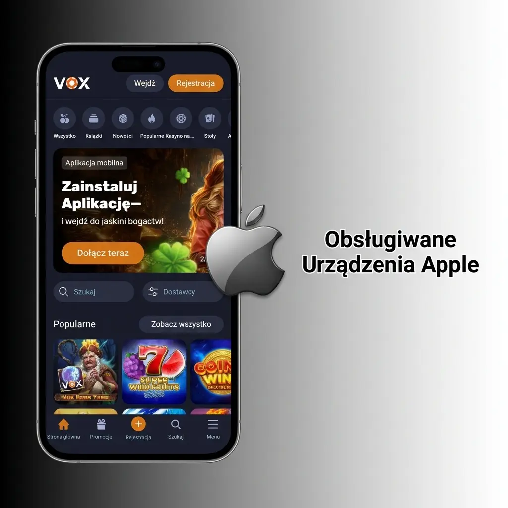 Lista obsługiwanych urządzeń Apple dla aplikacji VOX Casino: iPhone, iPad i iPod Touch